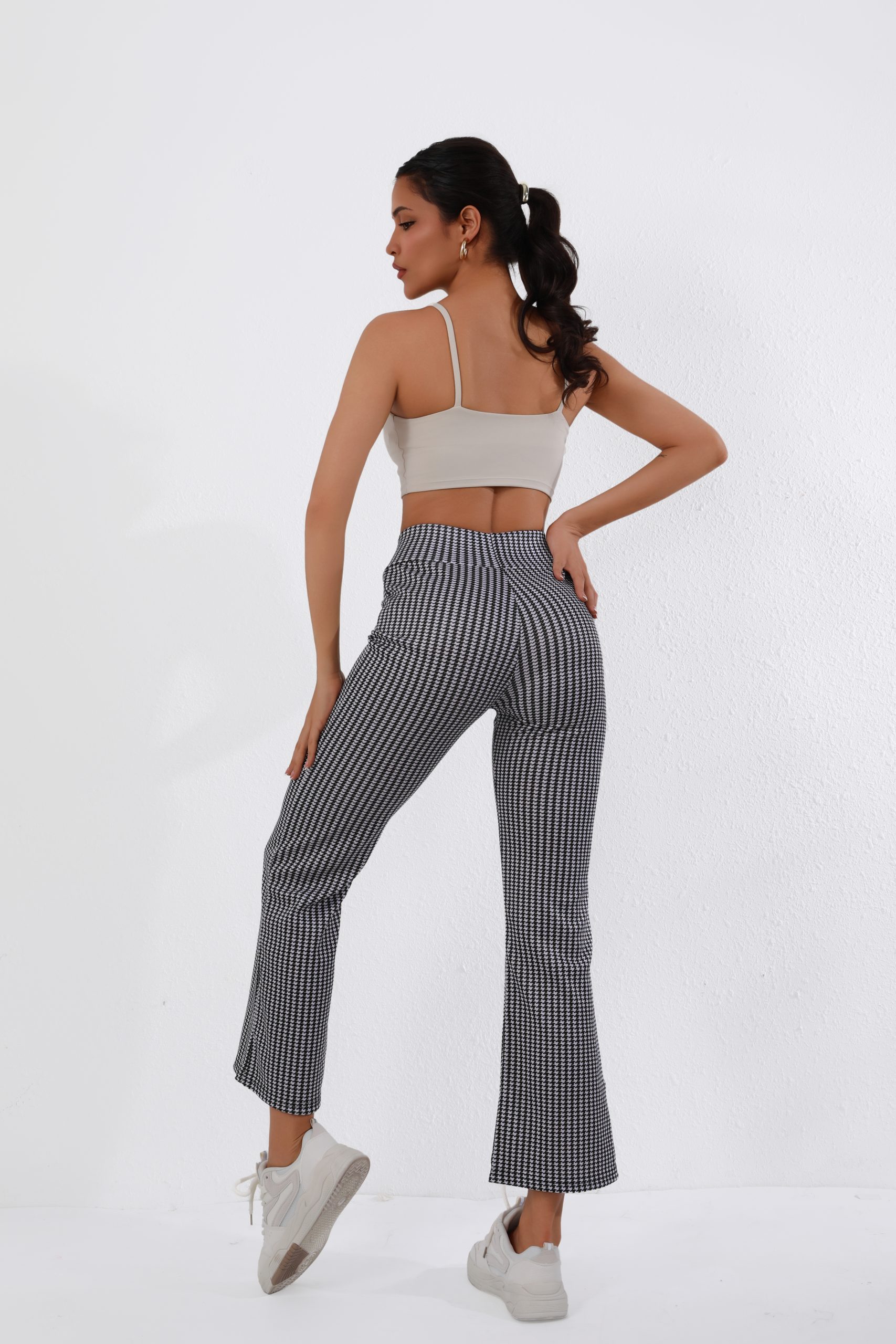 Retro High-Waist Houndstooth Pants - Slimming, Tummy Control, Leg-Lengthening - Image 3